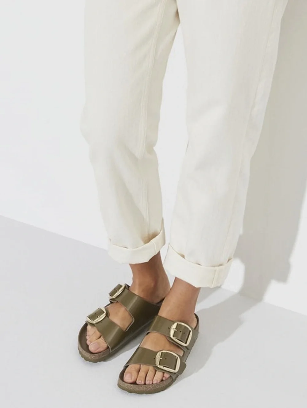Birkenstock Big Buckle High Shine Leather Green Size 39 Regular Width - Picture 2 of 10